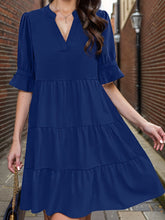 Load image into Gallery viewer, Tiered Notched Half Sleeve Dress

